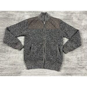 Gioberti‎ Sweater Jacket Youth Boys 18 Brown Knit Flannel Lined Full Zip Quilted